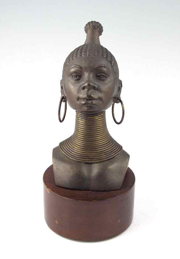 Appraisal: TREVINO BRONZE AFRICAN FEMALE BUST Bust of a Nguni woman