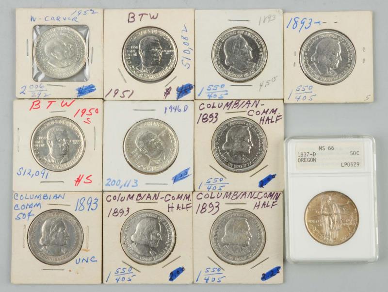 Appraisal: Lot of Commemorative Half Dollars Six Columbian F-AU D Booker