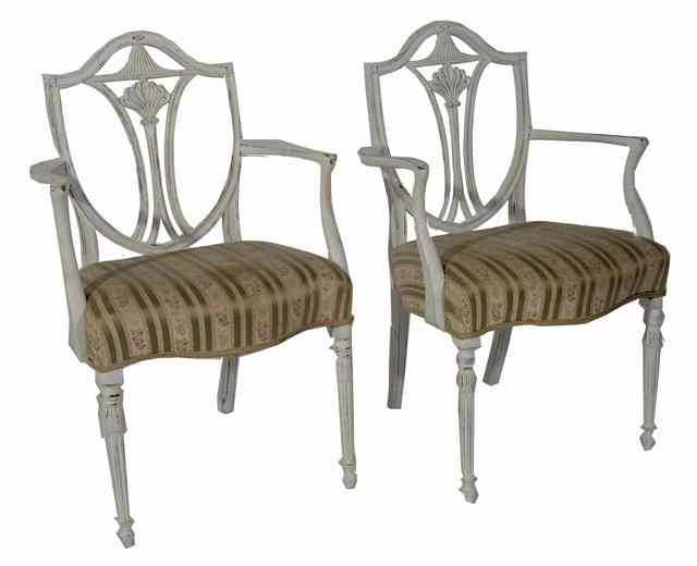 Appraisal: A PAIR OF ANTIQUE SWEDISH NEO-CLASSICAL STYLE PAINTED ARMCHAIRS each