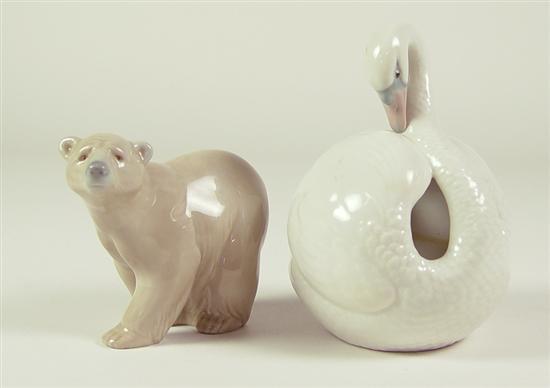 Appraisal: Lladro Swan Bear high circle ball swan with painted beak