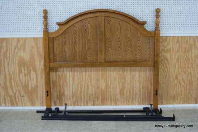 Appraisal: Oak Queen Size Bed - Headboard and RailsFrom the estate