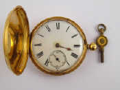 Appraisal: An carat gold full hunter key wind pocket watch the