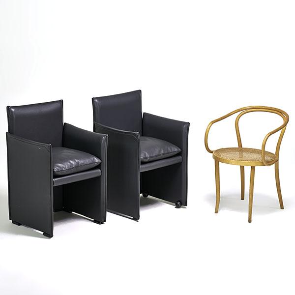 Appraisal: MARIO BELLINI CASSINA STENDIG THONET Pair of Bellini leather armchairs