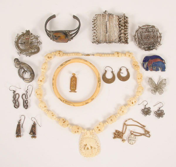 Appraisal: Lot of pieces vintage ethnic jewelry including several silver filigree