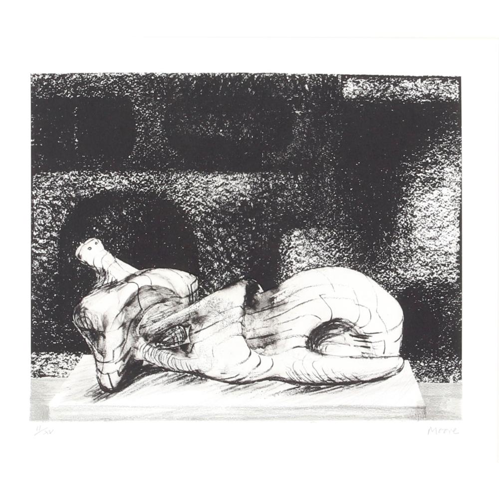 Appraisal: HENRY SPENCER MOORE UK - RECLINING FIGURE WITH ARCHITECTURAL BACKGROUND