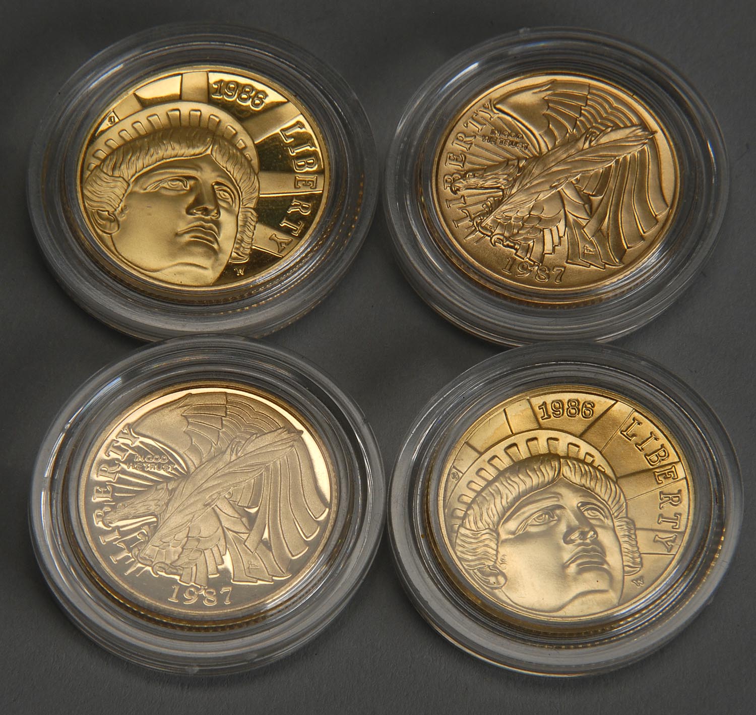 Appraisal: FOUR GOLD CONSTITUTION COMMEMORATIVE SERIES COINS Two and two Each