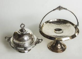 Appraisal: Silverplate Footed Compote and Butter Keeper