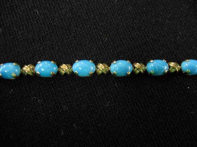 Appraisal: Turquoise Bracelet oval cabachon gems in k yellow gold ''