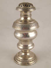 Appraisal: A Continental silver standard caster with pierced decorated top assay