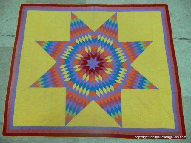 Appraisal: Handstiched Quilted Star Pattern Summer Quilt - colorful point star