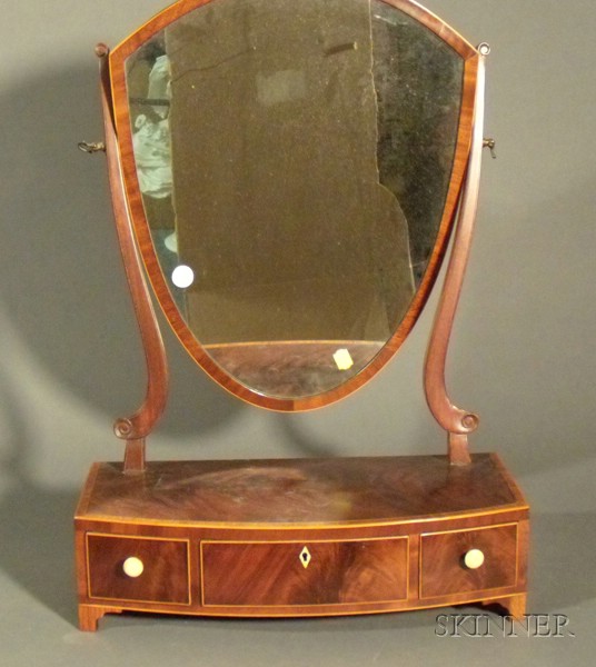 Appraisal: Hepplewhite-style Mahogany and Inlay Dressing Mirror late th early th