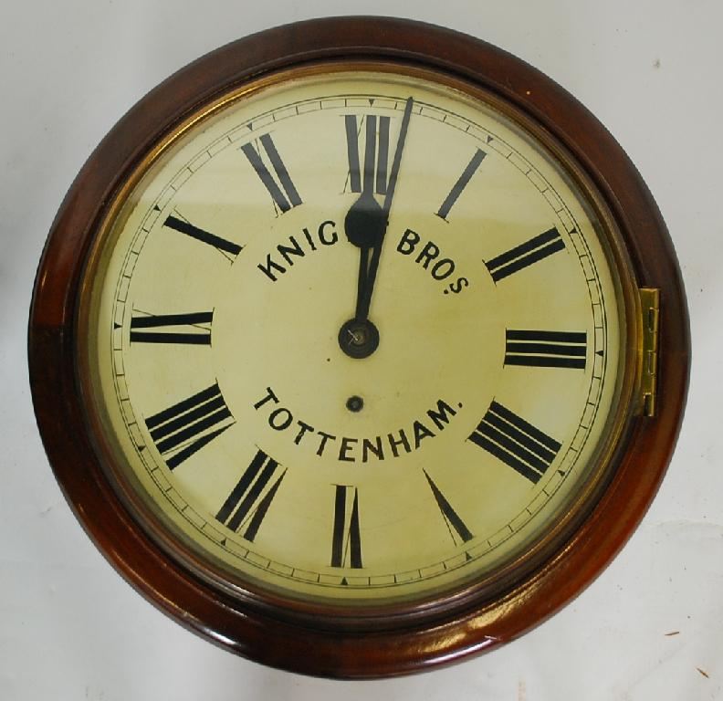 Appraisal: NINETEENTH CENTURY MAHOGANY WALL CLOCK the Roman dial signed for