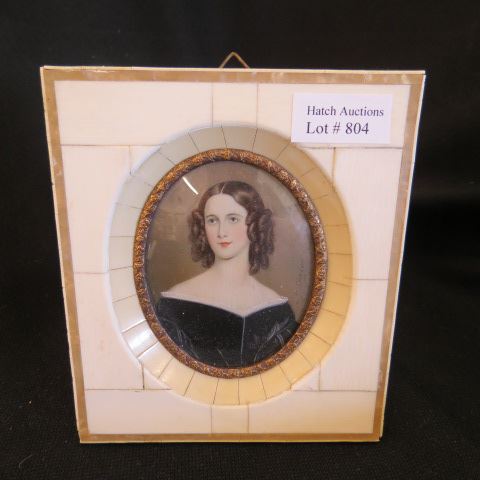 Appraisal: Miniature Painting on Ivory portrait of Caroline oval x in