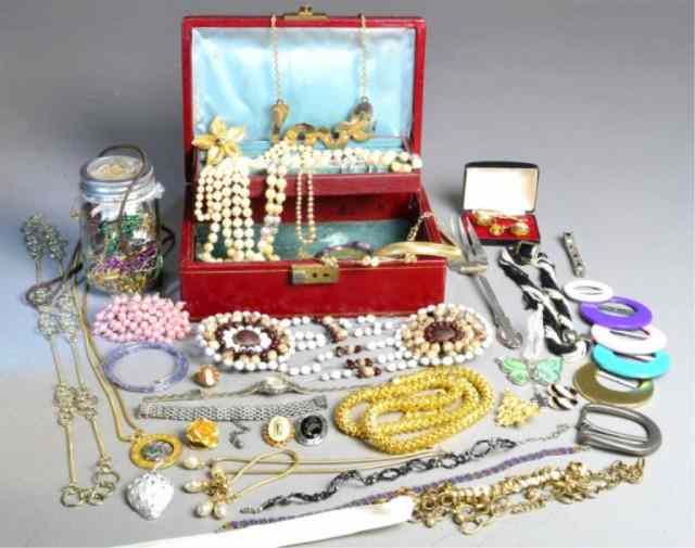 Appraisal: LARGE LOT OF OLD COSTUME JEWELRY ETC Two jewelry boxes