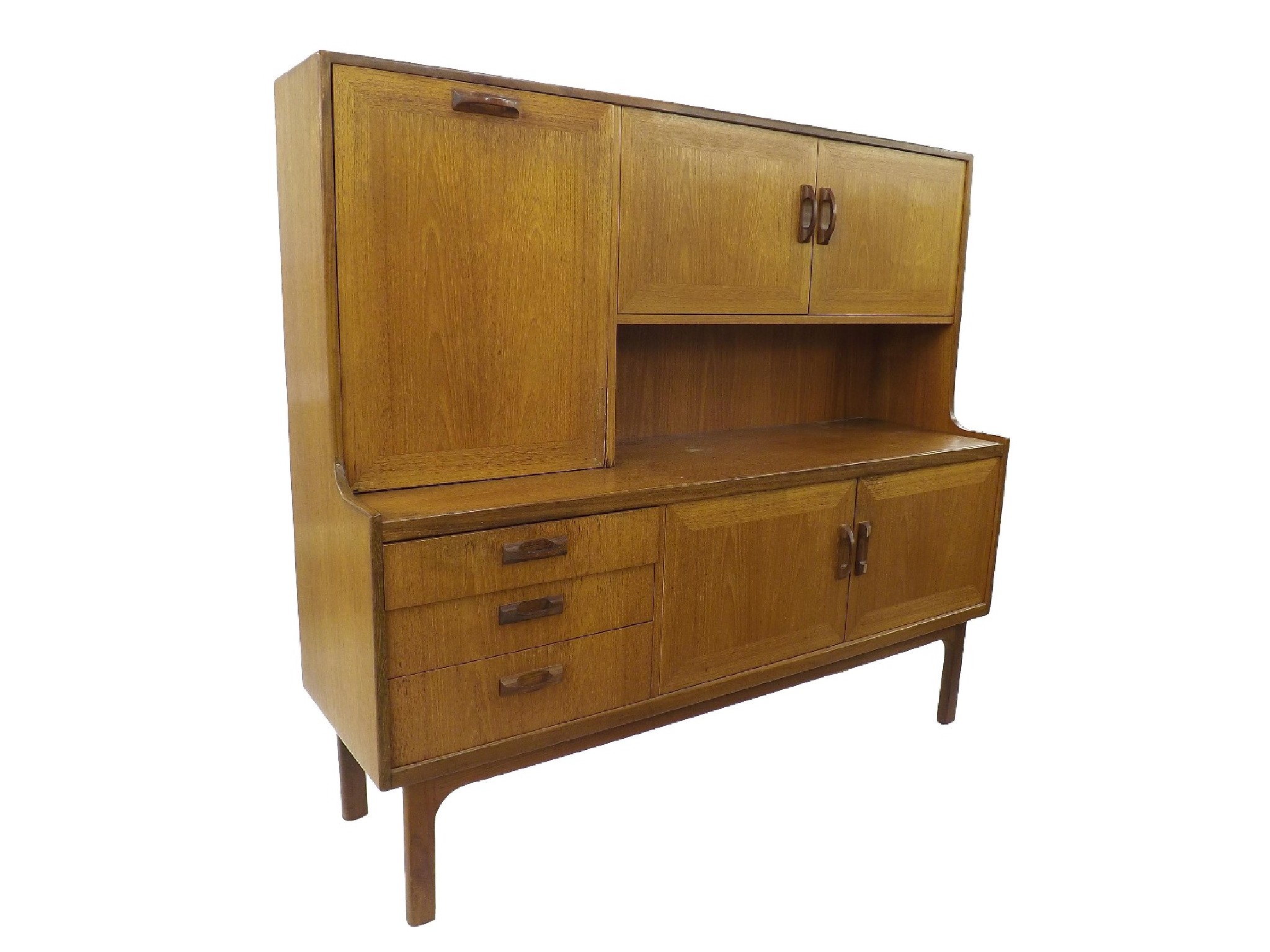 Appraisal: s G-Plan teak sideboard the raised back fitted with an