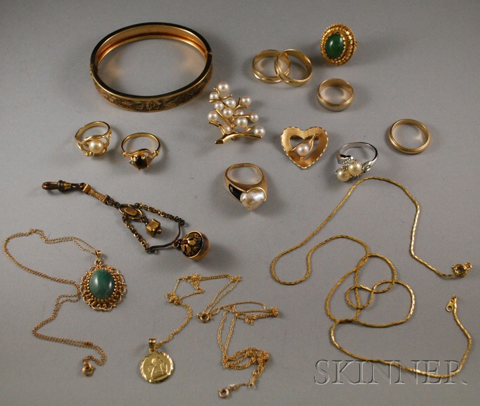 Appraisal: Group of Gold and Gold-filled Jewelry including two kt gold