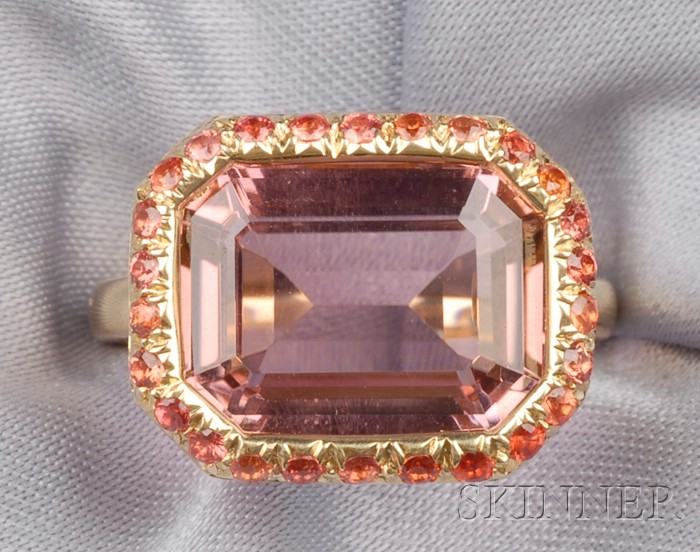 Appraisal: kt Gold Pink Topaz and Orange Sapphire Ring set with