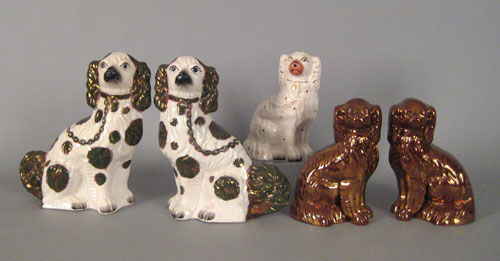 Appraisal: Two pair of Staffordshire spaniels th c together with a