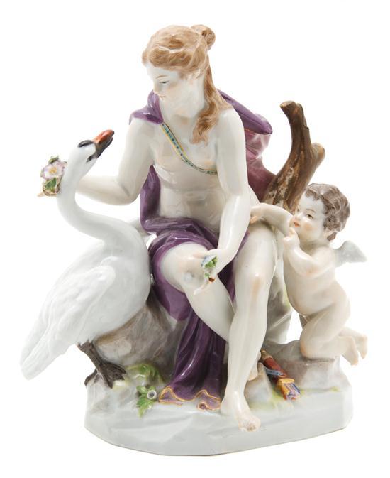 Appraisal: A Meissen Porcelain Figural Group depicting Leida and the swan