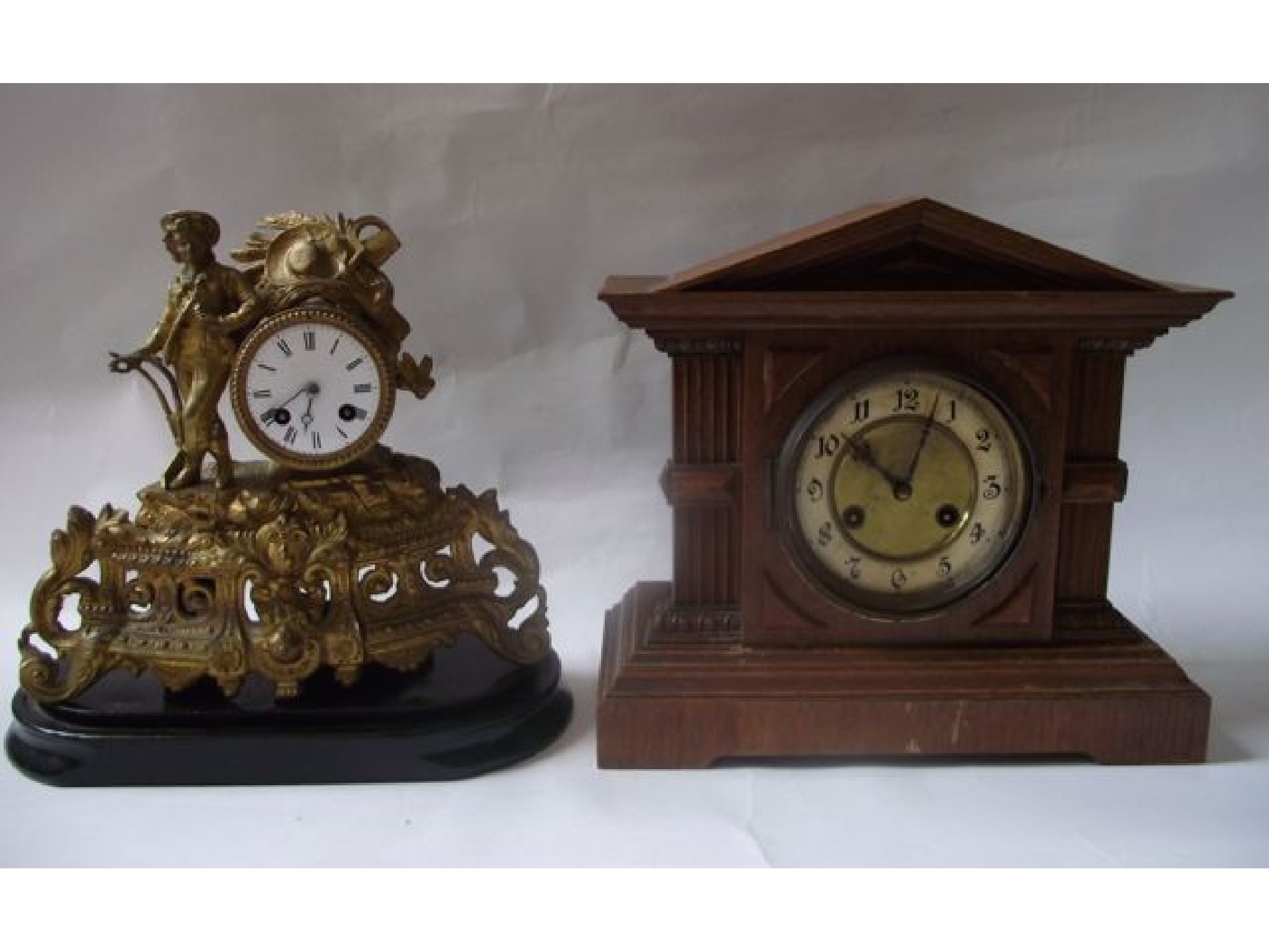 Appraisal: A th century gilt spelter mantle clock the cast and