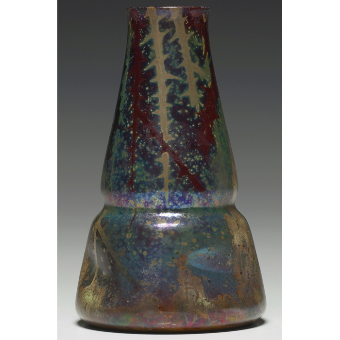 Appraisal: Clement Massier vase double gourd form with organic designs in