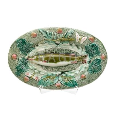 Appraisal: FRENCH PALISSY WARE Majolica fish platter early th c Illegible