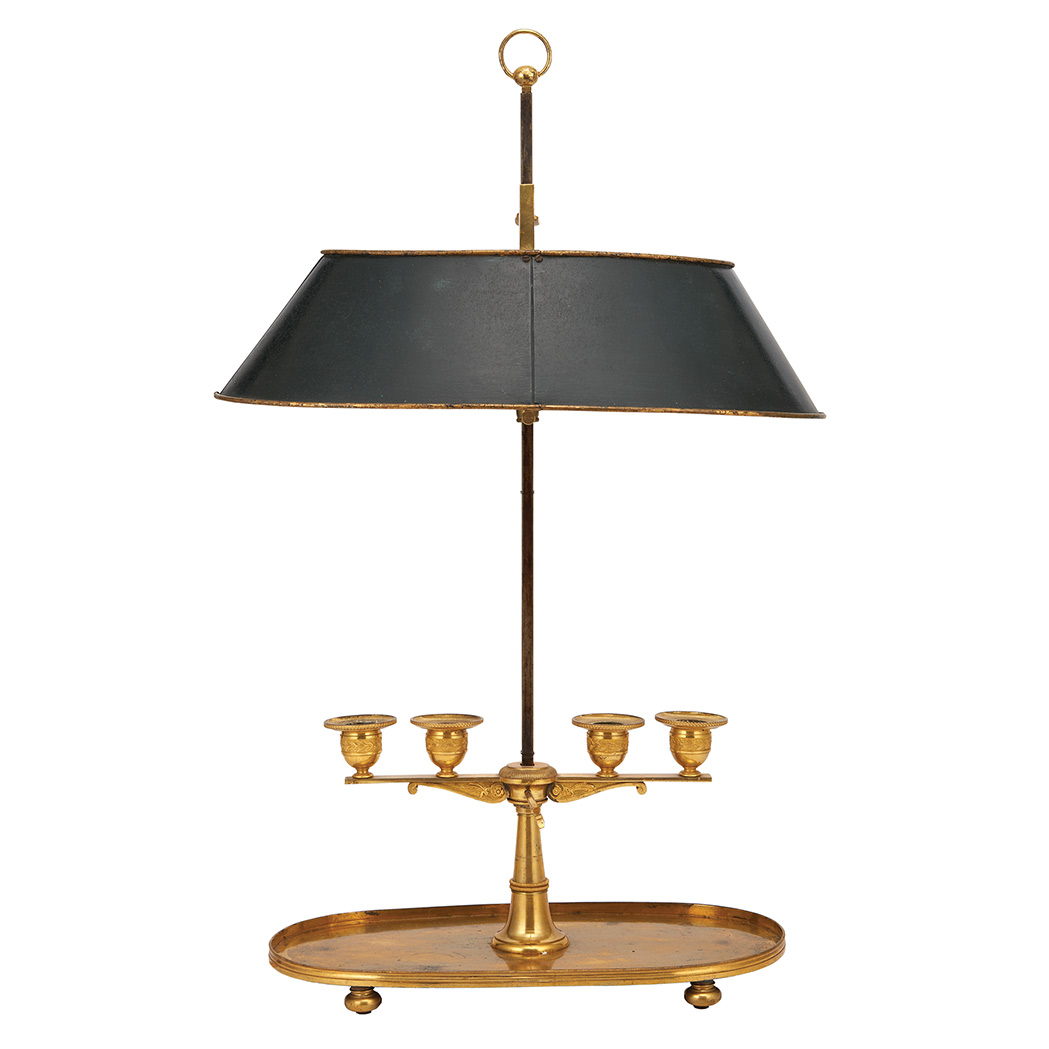 Appraisal: Empire Gilt-Bronze Bouillotte Lamp Early th century Electrified with a