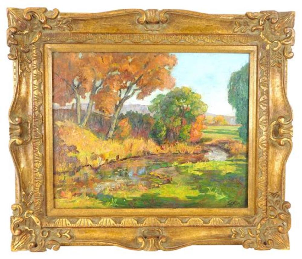 Appraisal: Frederick Sexton Connecticut - oil on canvas transitional autumn scene