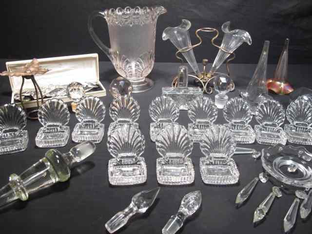 Appraisal: Group lot of assorted glass items including a three vase