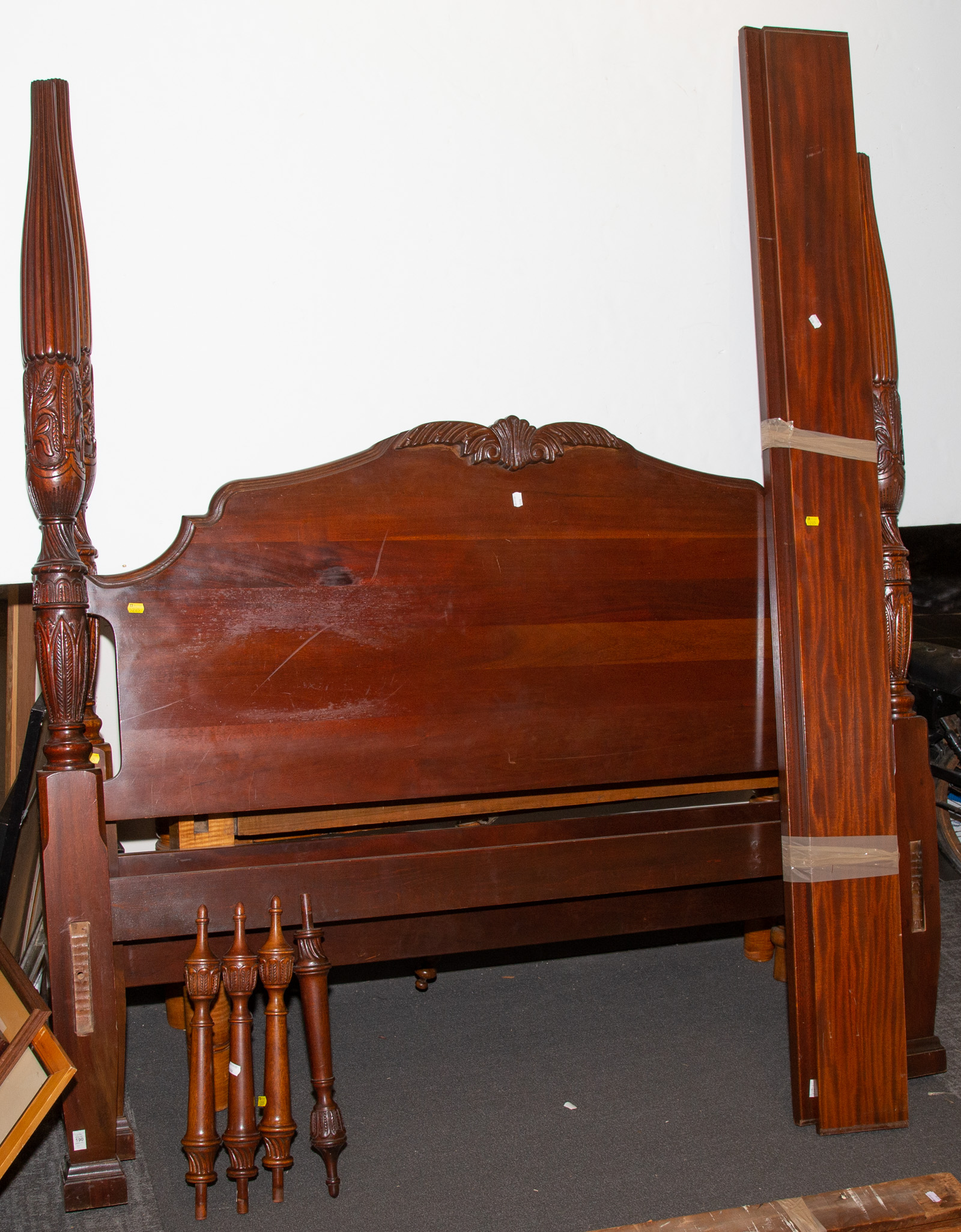 Appraisal: FEDERAL STYLE CARVED MAHOGANY BED Bench made late th century