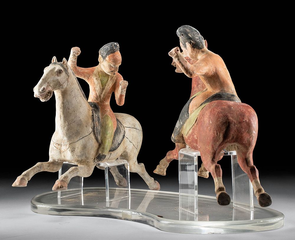 Appraisal: Chinese Tang Dynasty Pottery Polo Players ex Sotheby's East Asia