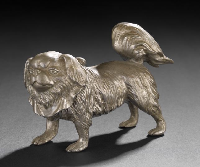 Appraisal: Argente Cast-Metal Figure of a Standing Pekinese mid- th century