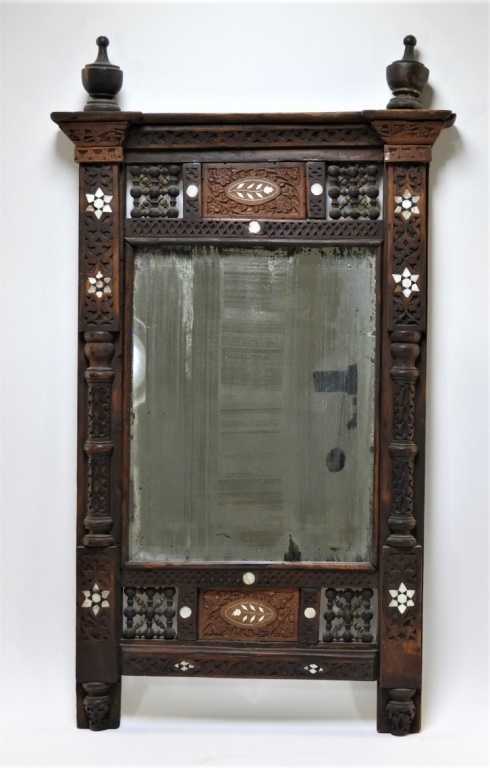 Appraisal: ANGLO-INDIAN MOTHER OF PEARL INLAID WOOD MIRROR India th-Early th