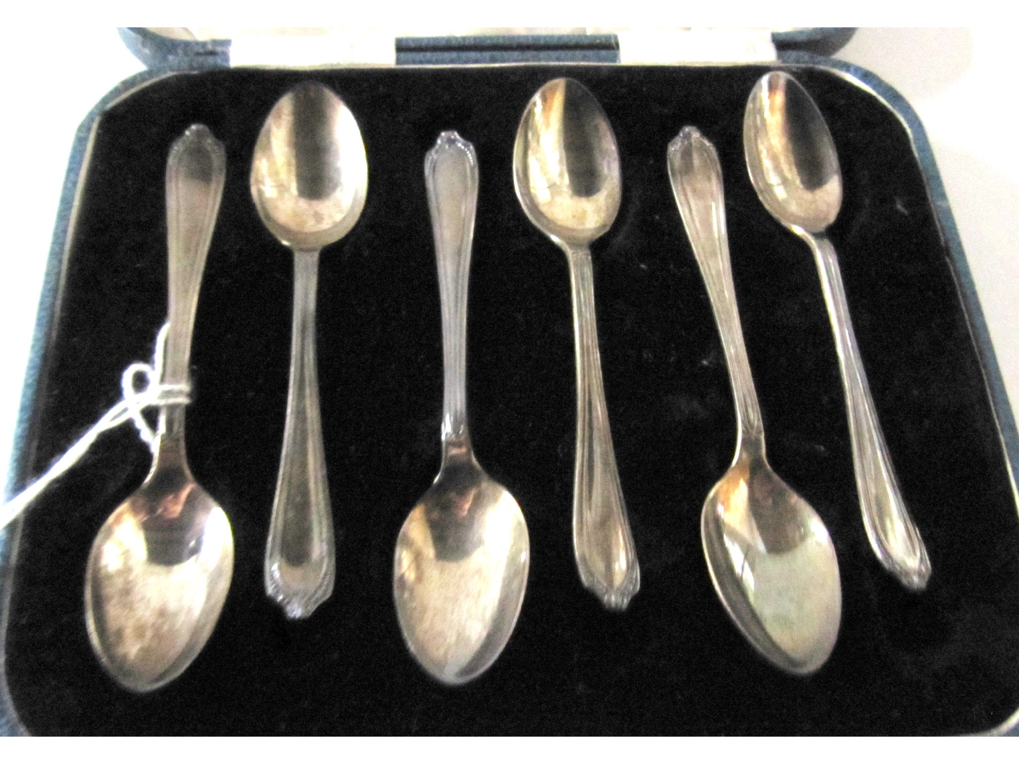 Appraisal: A cased set of six silver coffee spoons Sheffield