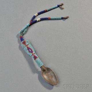 Appraisal: Plains Beaded Metal Spoon c last quarter th century with