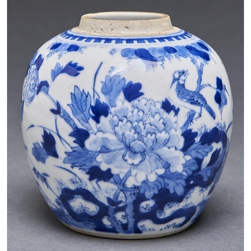 Appraisal: A Chinese blue and white ginger jar decorated with bird