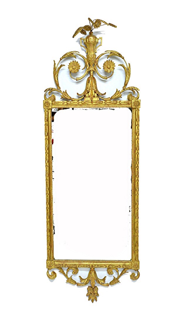 Appraisal: A th century French gilt framed wall mirror with floral