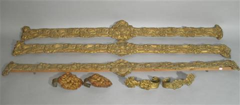 Appraisal: SET OF THREE GILT METAL CORNICES OR PELMETS Provenance Estate