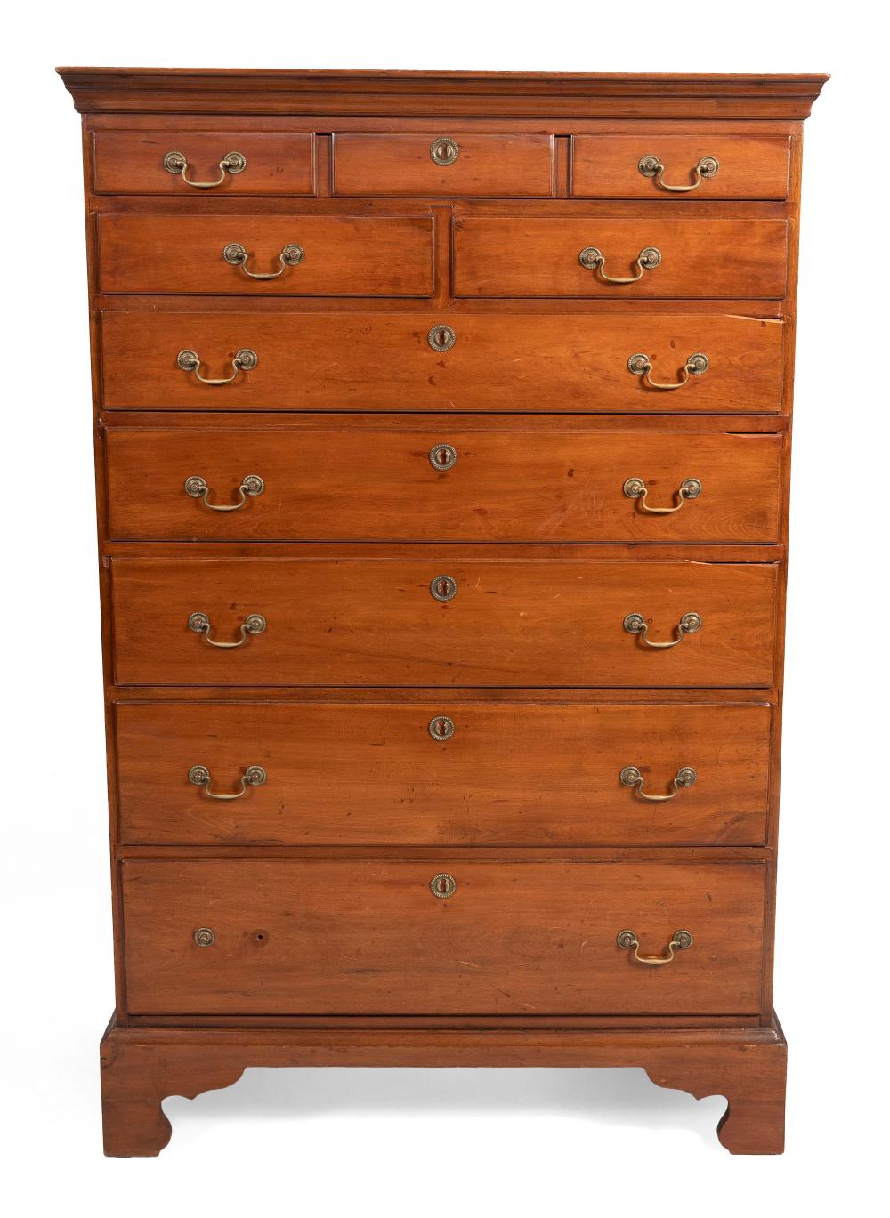 Appraisal: CHIPPENDALE TALL CHEST CONNECTICUT CIRCA HEIGHT WIDTH DEPTH CHIPPENDALE TALL