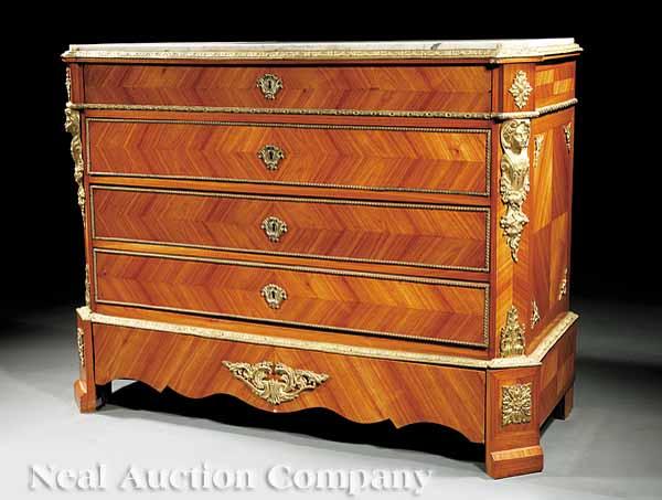 Appraisal: An Antique Louis XVI-Style Kingwood and Bronze-Mounted Commode late th