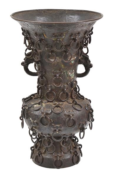 Appraisal: ARCHAICISTIC LATE QING DYNASTY BRONZE CENSER WITH THOUSAND BAT MOTIF