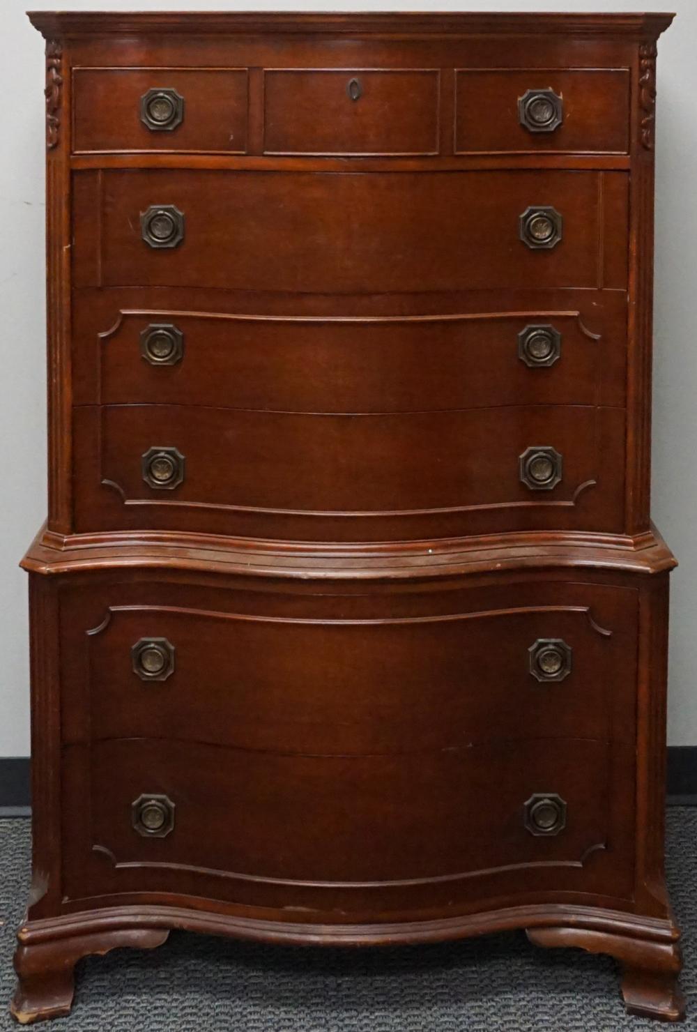 Appraisal: MORGANTON GEORGE III STYLE MAHOGANY TALL CHEST OF DRAWERS X