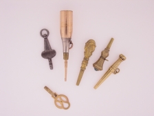 Appraisal: Six pocketwatch keys some in gold This lot sold on