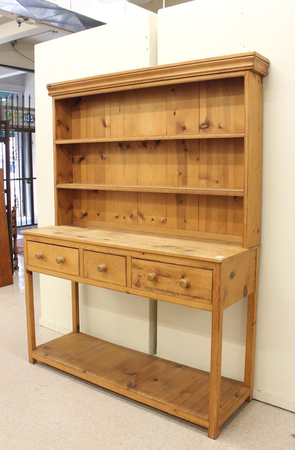 Appraisal: TWO-PART PINE HUTCH Continental th century H x W x