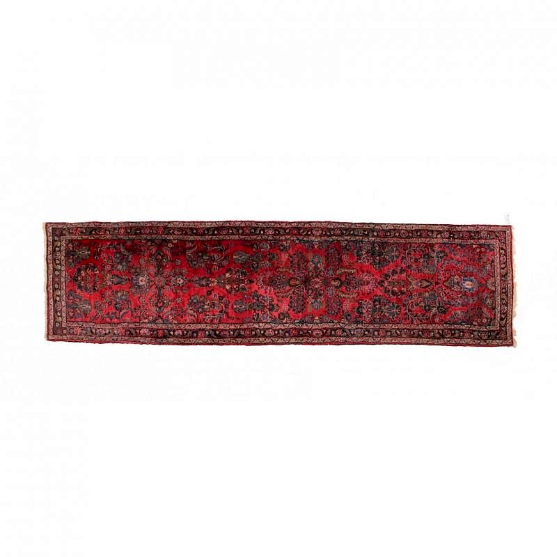 Appraisal: Lilihan Runner circa red field with floral medallion and blue