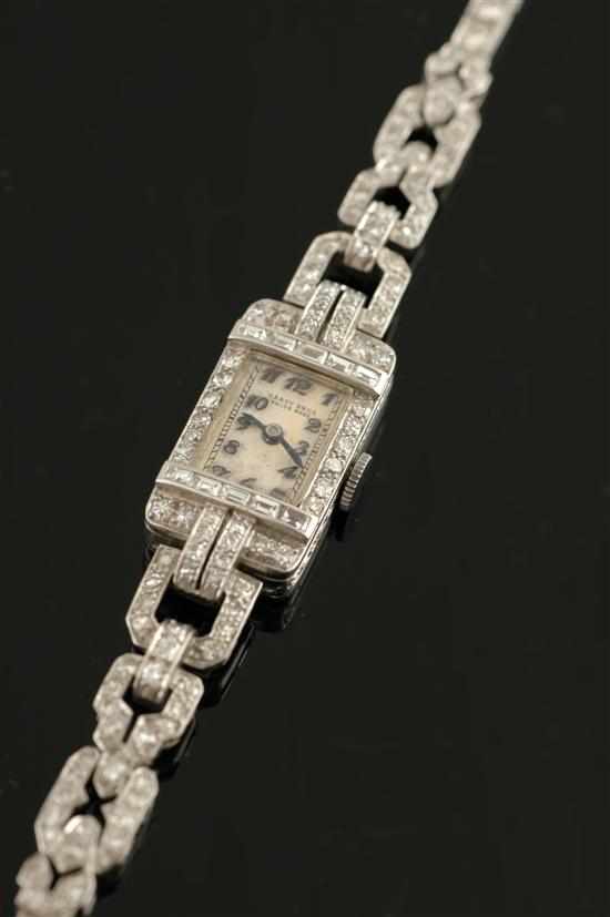 Appraisal: An Art Deco diamond wristwatch by Hardy Brothers Manual movement