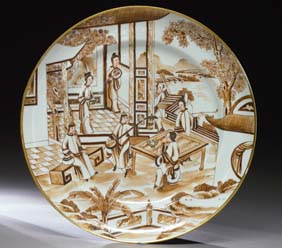 Appraisal: QIANLONG EXPORT PORCELAIN PLATE Very unusual Chinese Qianlong period th