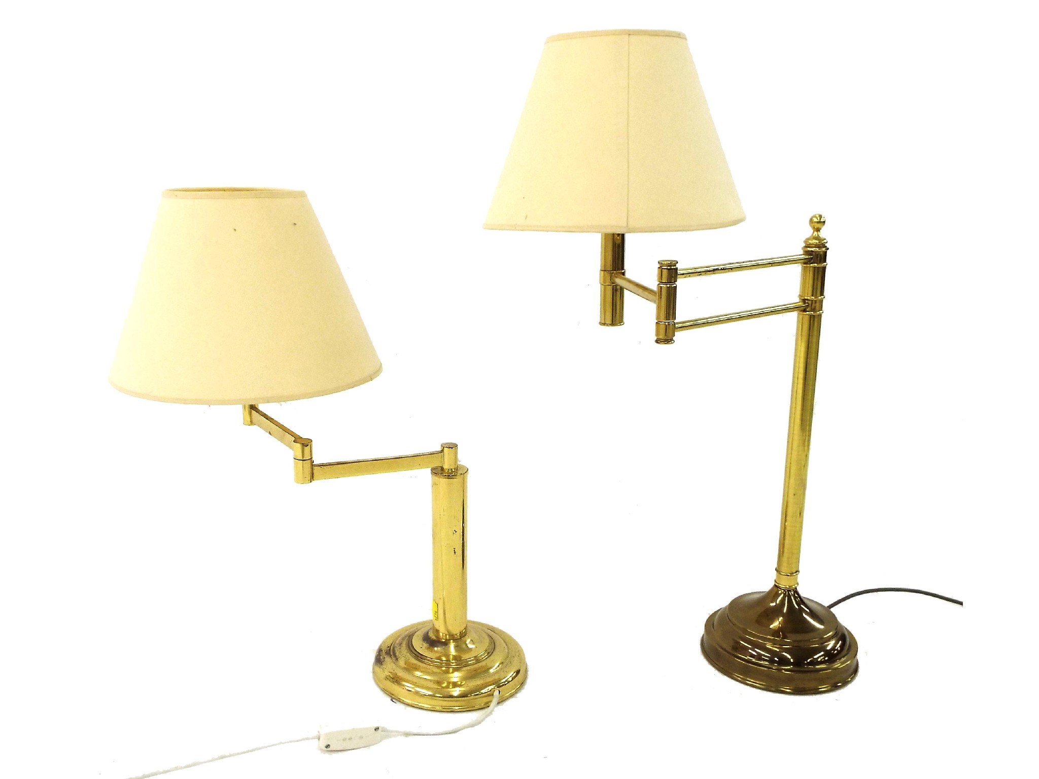 Appraisal: Graduated matched pair of brass desk lamps with articulated arms