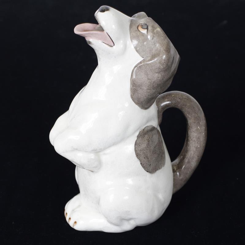 Appraisal: Sarreguemines French faience figural begging dog pitcher Marked Sarreguemines V