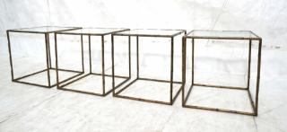 Appraisal: Set Gilt Iron Faux Bamboo Cube Tables Open met Set